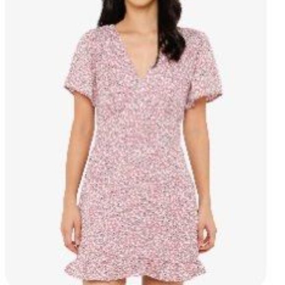 Vintage Y2K 90s Abercrombie & Fitch Ditsy Floral Mauve Dusty Pink Mini Dress - Picture 1 of 9